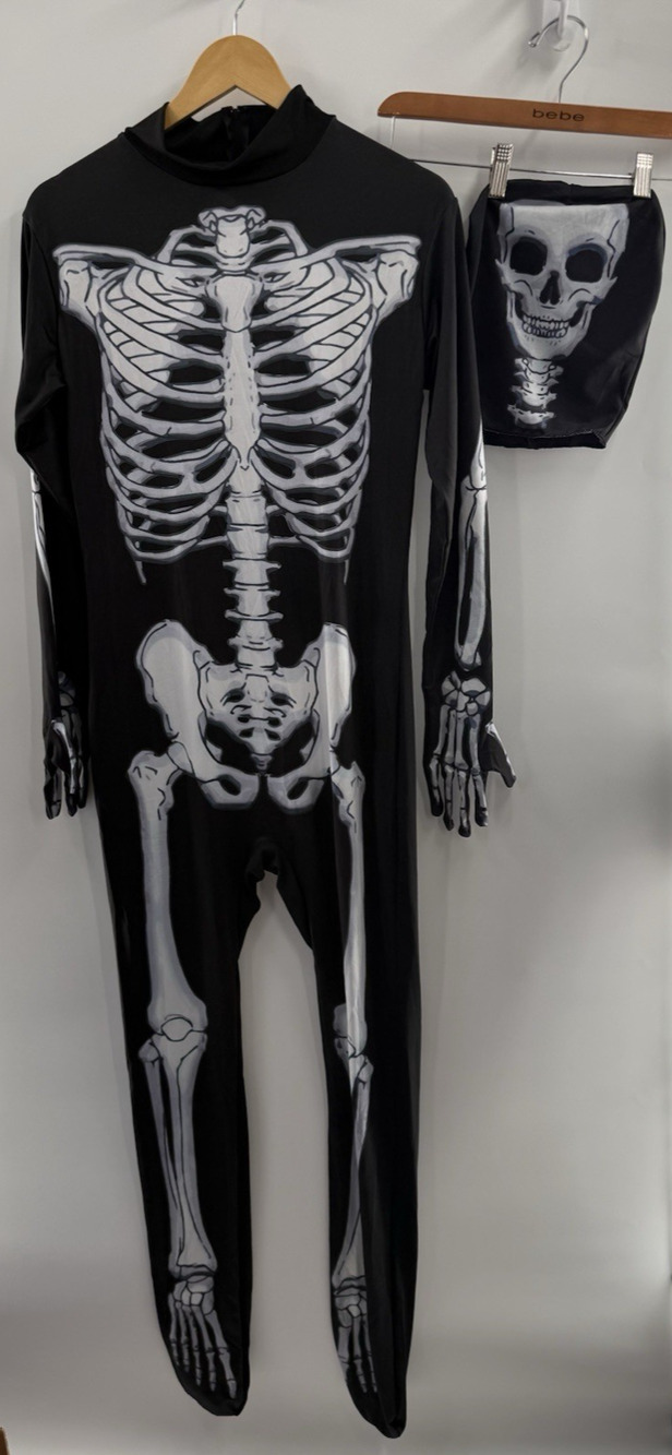 SPOOKTACULAR Creations MEN'S SKELETON COSTUME Size SMALL include 1 hood *READ...